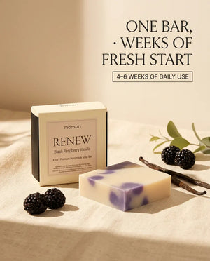 Black Raspberry Vanilla soap bar lasts 4-6 weeks of daily use — natural handmade soap bar