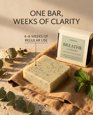 Eucalyptus Aloe soap bar lasts 4-6 weeks of regular use — natural clarity soap bar