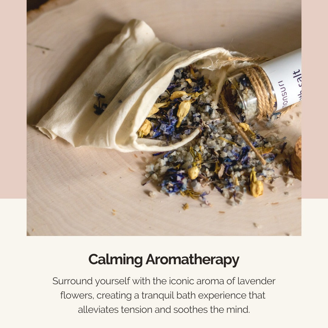 Jar of Monsuri Lavender Bath Salts – Your Aromatherapy Bath Essential