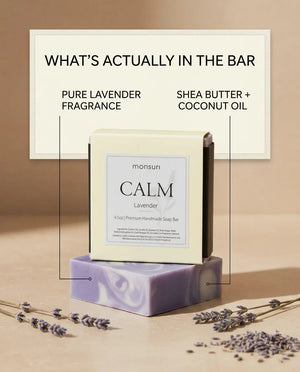 What's in the Lavender soap bar: pure lavender fragrance, shea butter and coconut oil