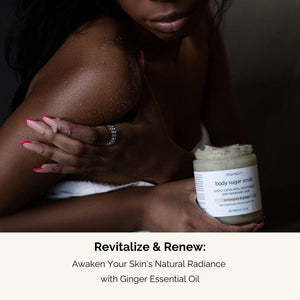 Monsuri's body exfoliating scrub with poppy seeds and organic cane sugar for smooth skin