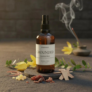 Grounded meditation hydrosol frankincense room spray bottle with sacred space aromatherapy blend for spiritual practice