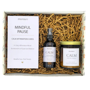 Anxiety and Stress Relief Gifts for Women with 31 Mindful Affirmation Cards or Women, Relaxing Aromatherapy Mist Spray and a Lavender Candle.