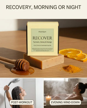 Turmeric Honey & Orange soap for recovery morning or night — post-workout or evening wind-down