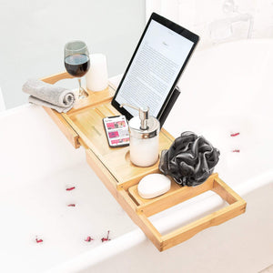 Bamboo Bathtub Tray Caddy for Tub - Luxurious Self-Care Gifts for Women.