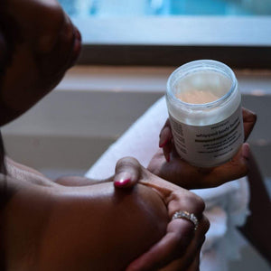 Image showcasing Monsuri's Lemongrass Rosemary Body Butter's rich texture.