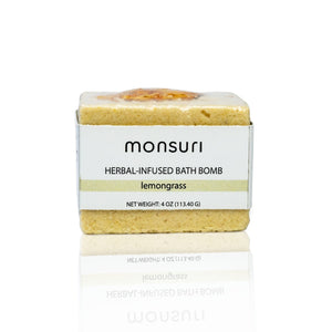 Monsuri's Lemongrass Bath Bomb, handcrafted for an uplifting bath experience.