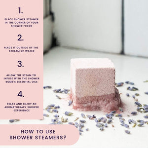 lavender shower tablets. Aromatherapy shower bombs gift set for self-care