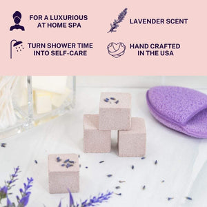 Lavender Shower Bombs Aromatherapy Gift Set - Self Gifts for Women.
