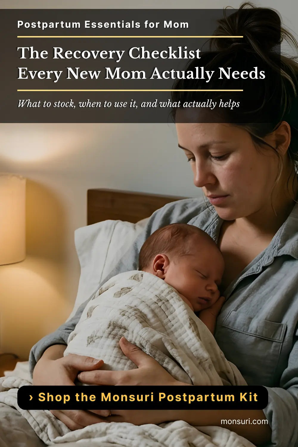 A postpartum mother with a sleeping baby on her chest.