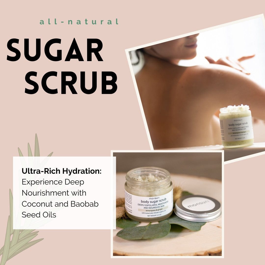 Coconut and baobab seed oils providing deep hydration to the skin