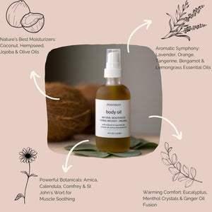 Monsuri body oil for soothing muscle cramps and spasms