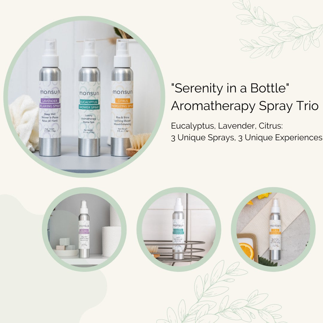 Thoughtful Gifts for Aromatherapy. Eucalyptus, Lavender and Citrus Essential Oil Sprays for Self-Care