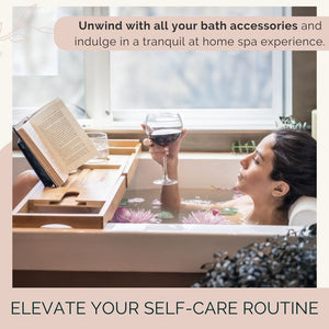 Relax with a bath tub table. Bath accessory to hold all your bath-time essentials.
