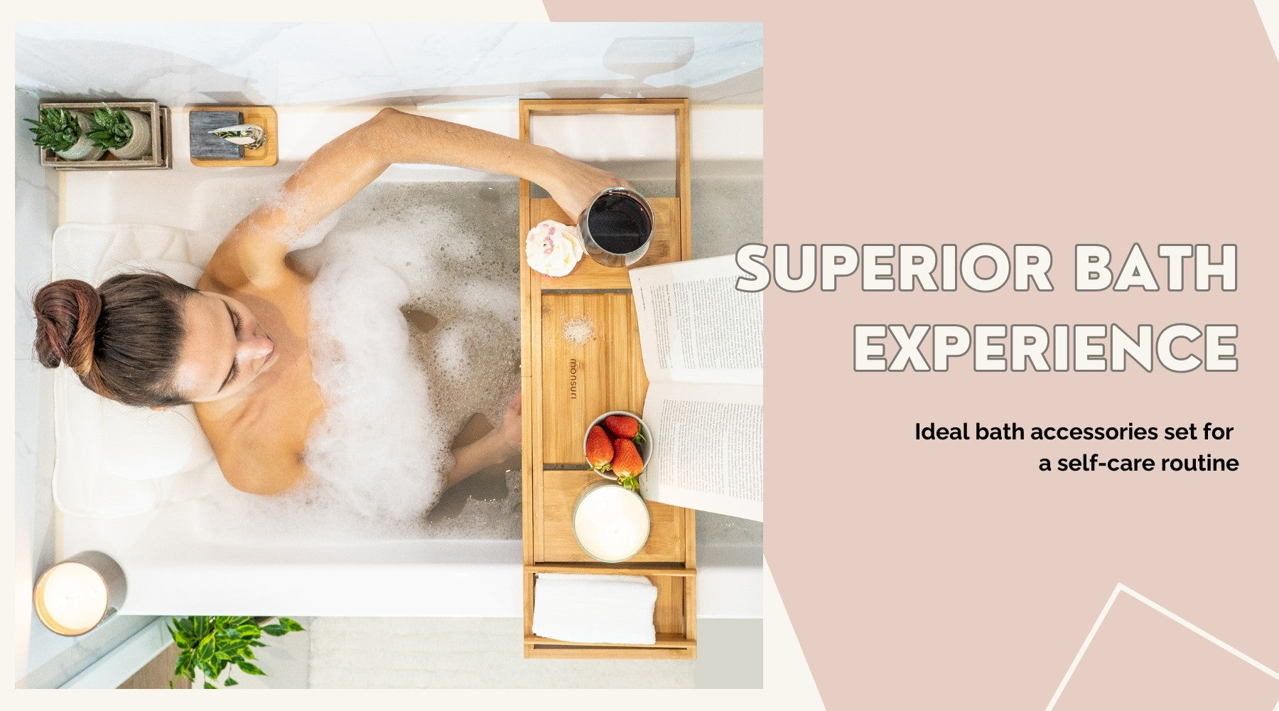 Monsuri's luxury bath accessories, perfect for transforming bath time