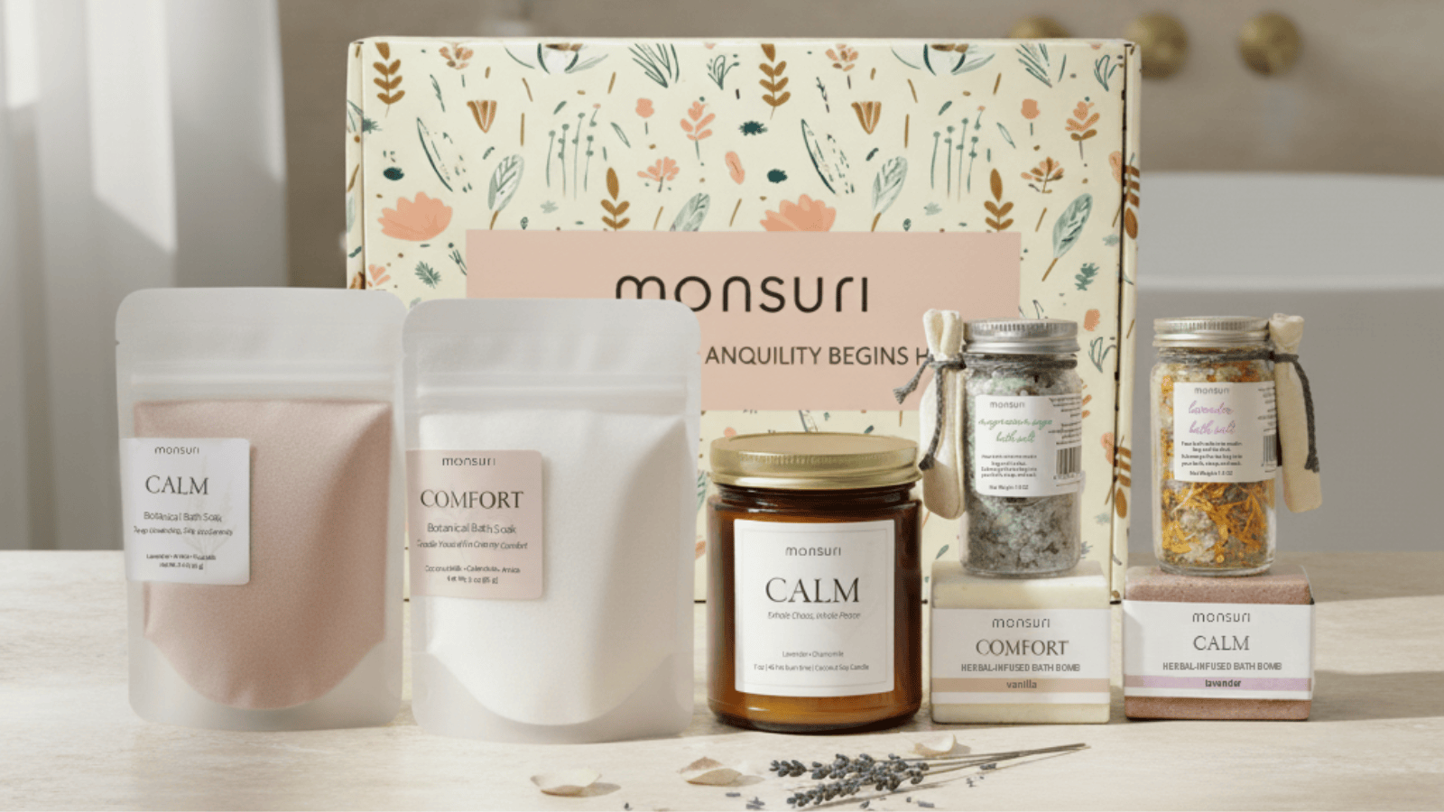 Relaxation bath gift set for women | Choose-Your-Calm Spa Box by Monsuri