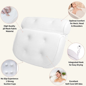 Combined luxury of Monsuri's bath pillow and tray for ultimate bathing indulgence