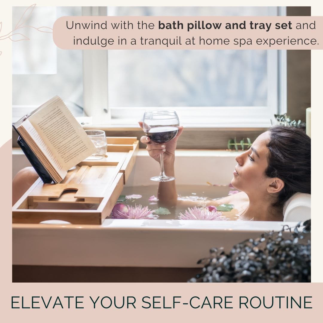 Bath Pillow and Tray Set - Bath Accessories to Enhance your Self-Care Routine.