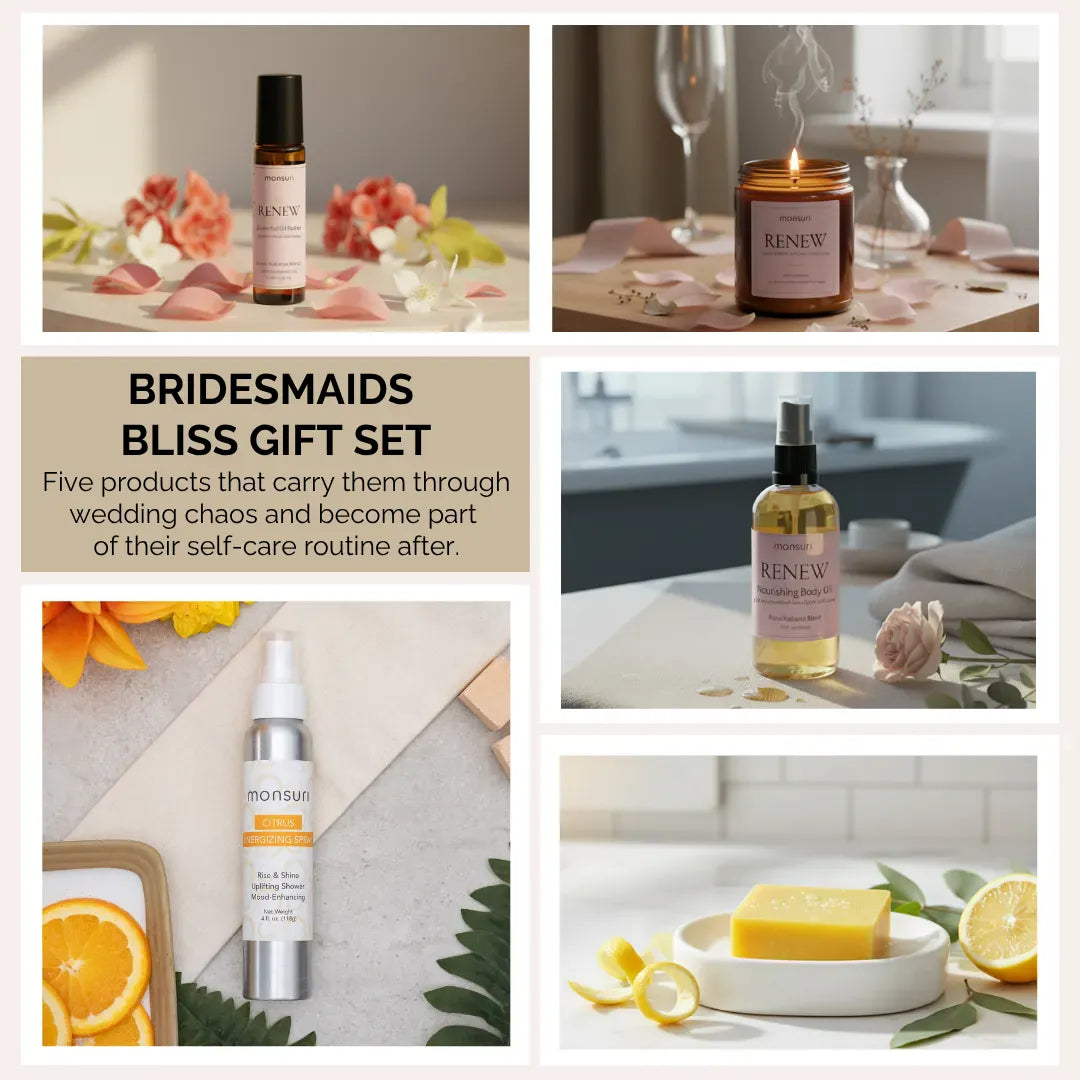 Luxury bridesmaid gift ideas featuring natural spa products and aromatherapy essentials for bridal party thank you gifts