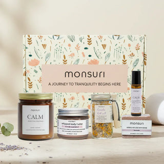 Deep Relaxation Gift Set for Women - Lavender Bath Salt, Lavender Candle, Lavender Body Butter, Lavender Bath Bomb and Lavender Essential Oil Roller