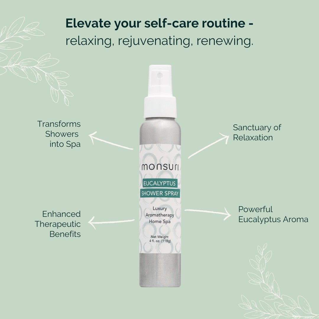 Monsuri eucalyptus shower spray creating a spa environment