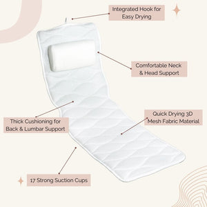 Full Body Bath Pillow providing neck, head, and shoulder support