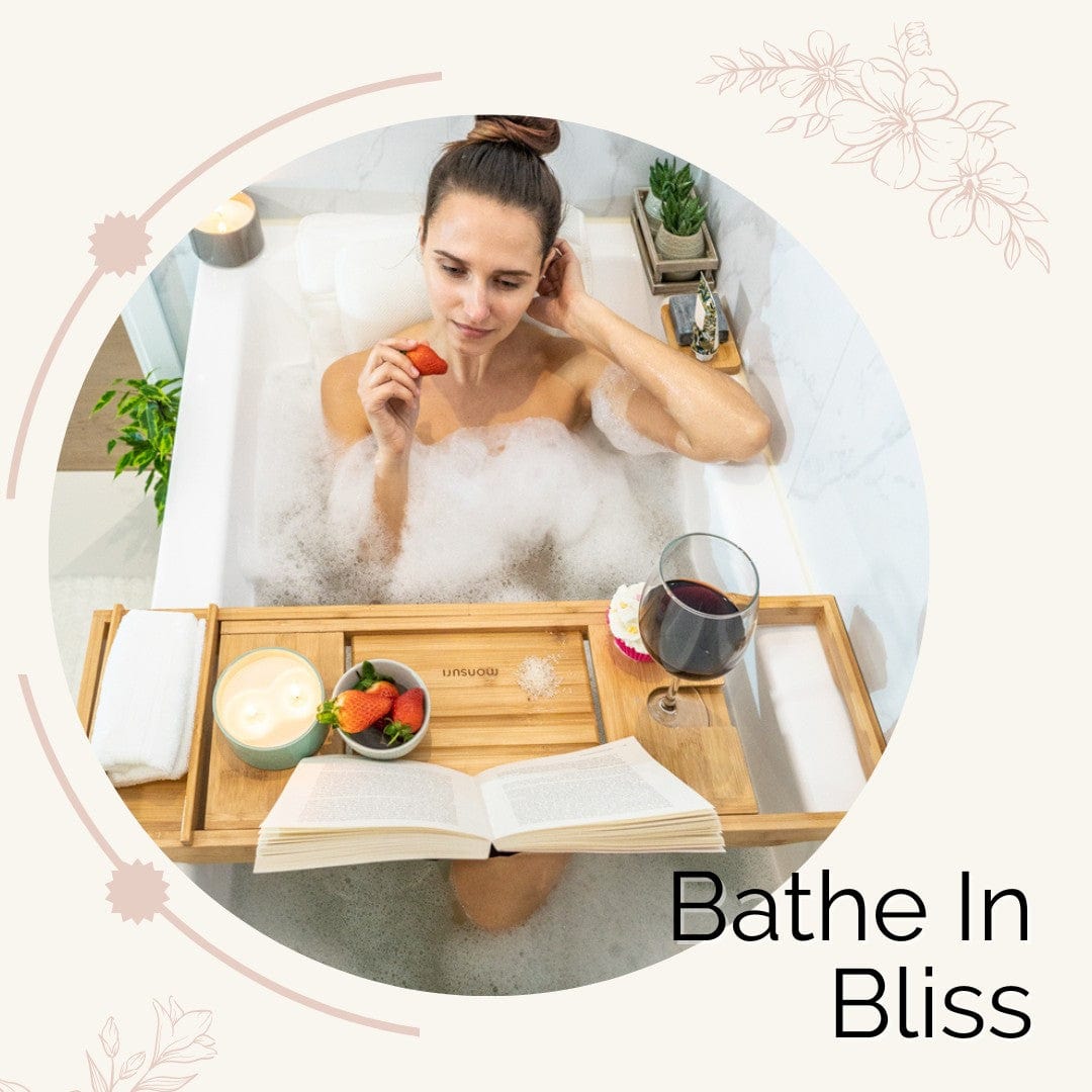 Monsuri's Bath Pillow & Tray Caddy Luxury Bath Accessories