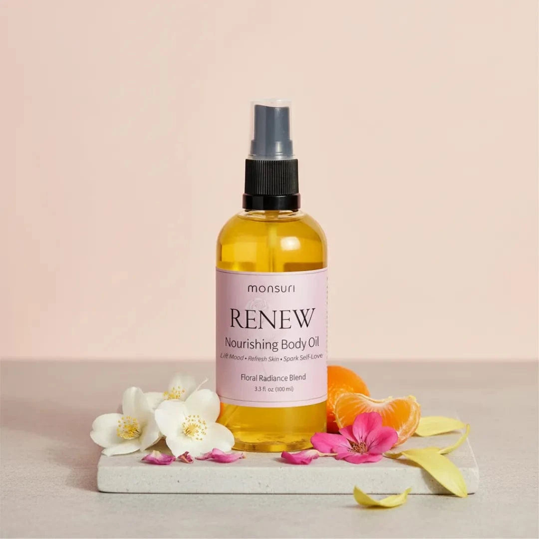 Floral jasmine body oil with jasmine absolute and vitamins A D E for confidence boosting and deep skin nourishment