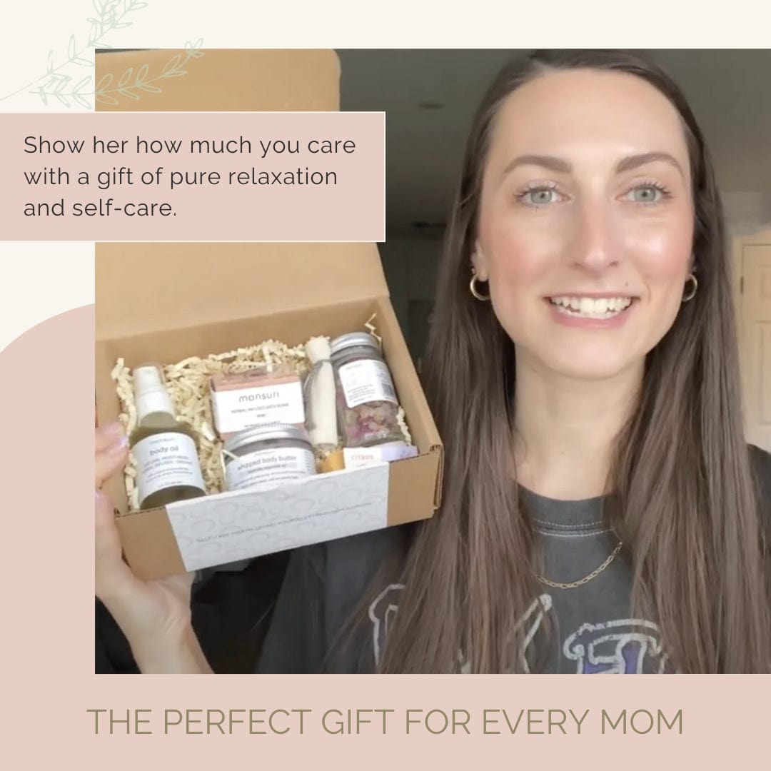 Thoughtful gifts for mom self care featuring a collection of luxurious spa products.