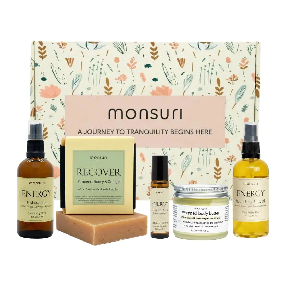 Energizing gifts for moms citrus aromatherapy gift set with lemongrass candle body oil roller mood boosting gifts