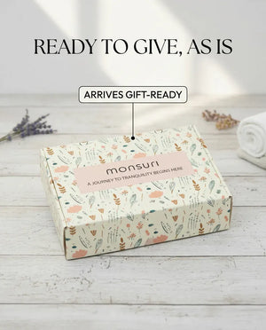 The Rest & Renewal handmade soap collection arrives gift-ready in Monsuri's botanical box, no wrapping needed.