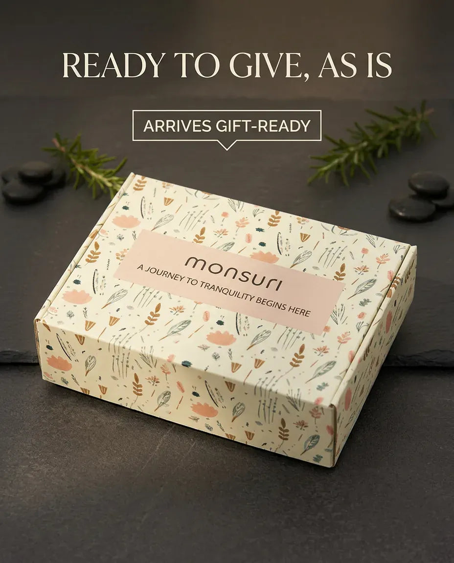 The Rise & Recover handmade soap collection arrives gift-ready in Monsuri's botanical box, no wrapping needed.