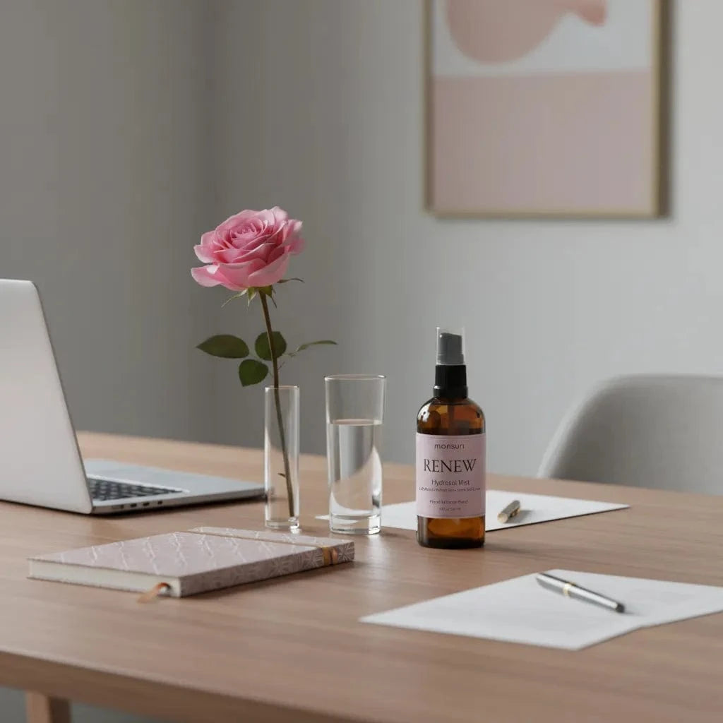 Natural perfume alternative pulse point application of floral radiance mist for workplace confidence