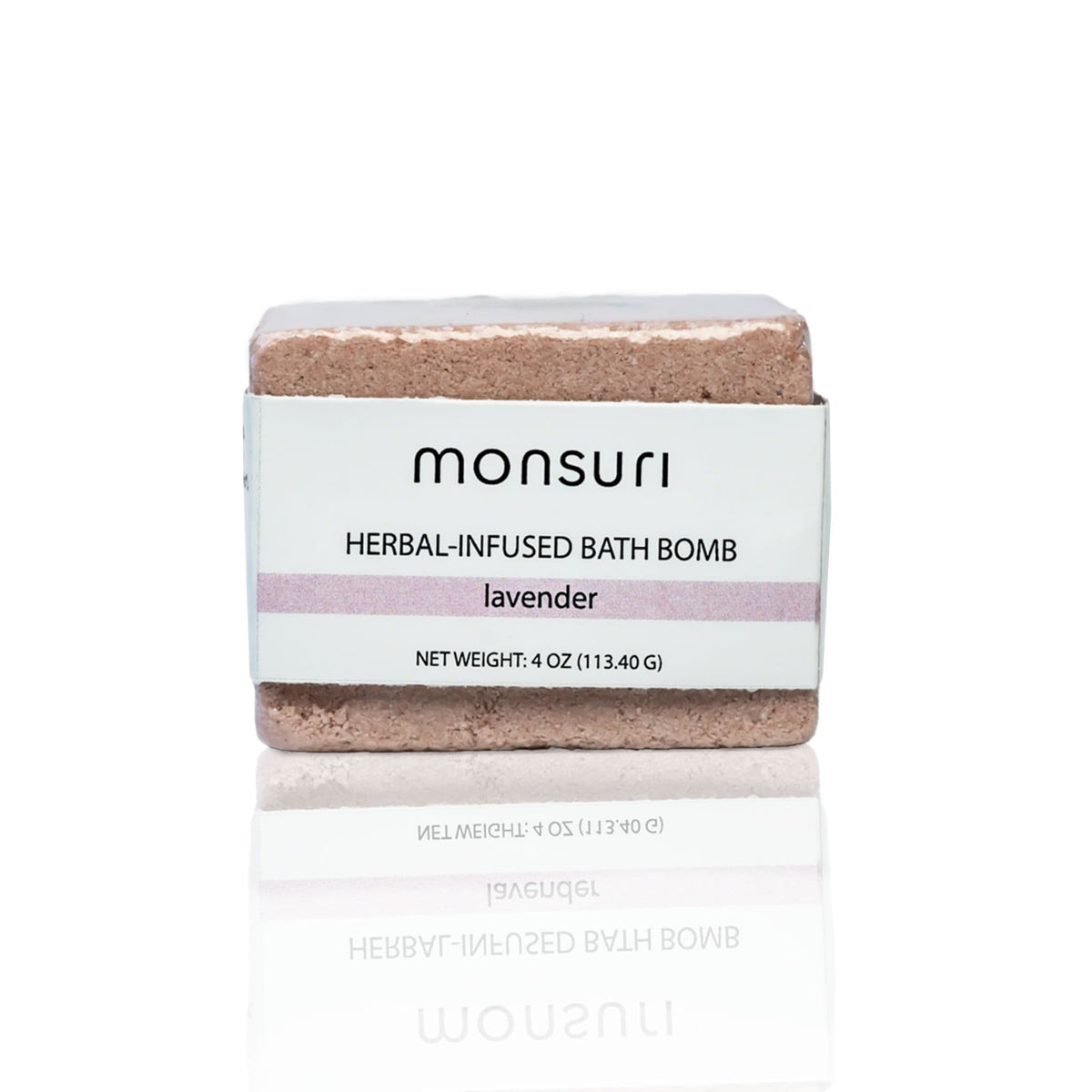 Organic Lavender Bath Bomb by Monsuri ready for a calming bath experience.